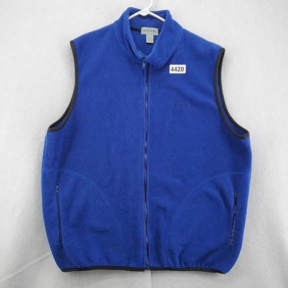 IZOD Vest Men's Long Sleeve Full Zip Fleece Pockets Soft Outdoor Blue Size Large - Picture 11 of 11